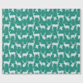 White Rustic Deer over Blauwgroen pakpapier (Vlak)