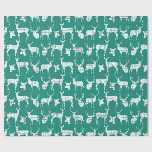 White Rustic Deer over Blauwgroen pakpapier (Vlak)