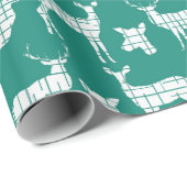 White Rustic Deer over Blauwgroen pakpapier (Rol Hoek)