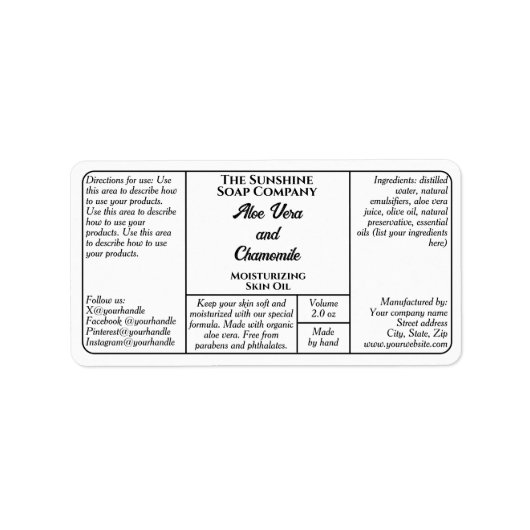White rustic dropper or cosmetics bottle label (Voorkant)