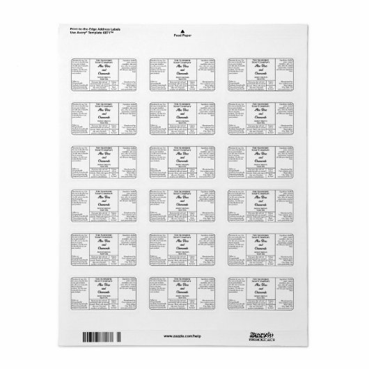 White rustic dropper or cosmetics bottle label (Full Sheet)