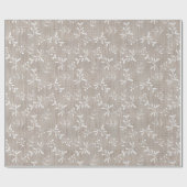 White Rustic Floral Kerstmis Cadeaupapier (Vlak)