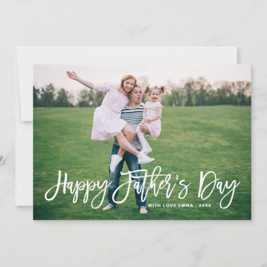 White Rustic Hand Lettering Happy Vaderdag Kaart (Voorkant)