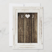 White Rustic Lijst Barn Wood Wedding Invitation Kaart (Achterkant)