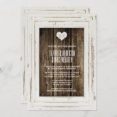 White Rustic Lijst Barn Wood Wedding Invitation Kaart (Voorkant / Achterkant)