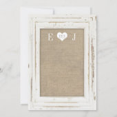 White Rustic Lijst Burlap Huwelijksuitnodiging Kaart (Achterkant)