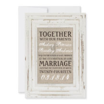 White Rustic Lijst & Burlap Huwelijksuitnodiging
