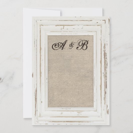 White Rustic Lijst & Burlap Huwelijksuitnodiging Kaart (Achterkant)