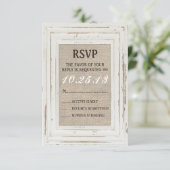 White Rustic Lijst & Burlap RSVP-kaart RSVP Kaartje (Staand voorkant)