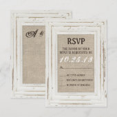 White Rustic Lijst & Burlap RSVP-kaart RSVP Kaartje (Voorkant / Achterkant)