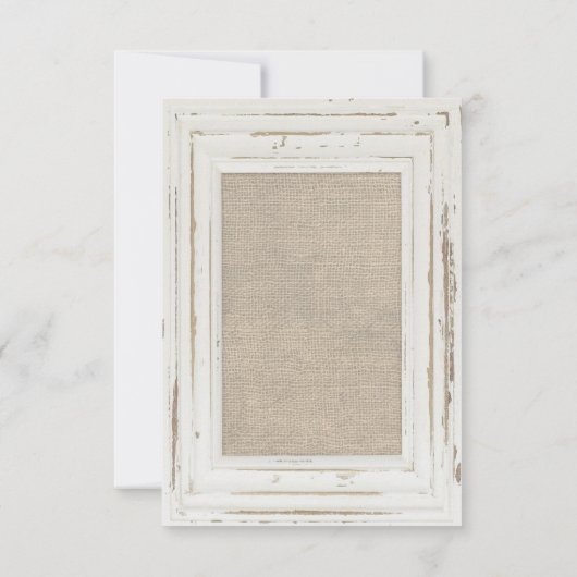 White Rustic Lijst & Burlap Wedding Kelly Custom RSVP Kaartje (Achterkant)