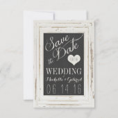 White Rustic Lijst Chalk Typografie Save the Date (Voorkant)