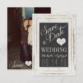 White Rustic Lijst Chalk Typografie Save the Date (Voorkant / Achterkant)