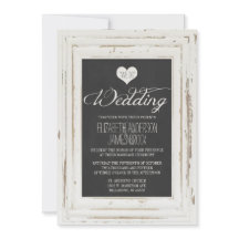 White Rustic Lijst Chalk Wedding Invitation