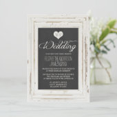 White Rustic Lijst Chalk Wedding Invitation Kaart (Staand voorkant)