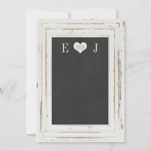 White Rustic Lijst Chalk Wedding Invitation Kaart (Achterkant)