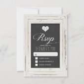 White Rustic Lijst Chalk Wedding RSVP Card 3 (Voorkant)