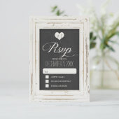 White Rustic Lijst Chalk Wedding RSVP Card 3 (Staand voorkant)