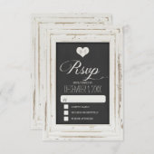 White Rustic Lijst Chalk Wedding RSVP Card 3 (Voorkant / Achterkant)