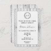 White Rustic Monogram Bridal Shower Invitation Kaart (Voorkant / Achterkant)