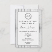 White Rustic Monogram Bridal Shower Invitation Kaart (Voorkant)