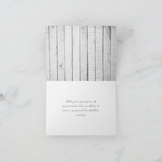 White Rustic Monogram Weddenschap Bedankt (Binnen)