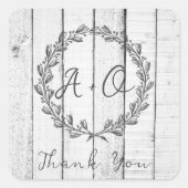 White Rustic Monogram Weddenschap Bedankt Vierkante Sticker (Voorkant)