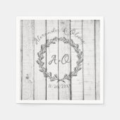 White Rustic Monogram Wedding Napkins Servet (Voorkant)