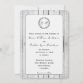White Rustic Monogram Wedding Uitnodiging (Voorkant)