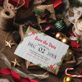 White Rustic Pine-kerstfeest | Datum opslaan Uitnodiging Briefkaart