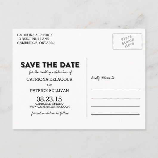 White Rustic Script Photo Save Our Date Briefkaart (Achterkant)