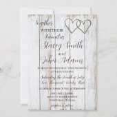 White Rustic Wedding Invitation Kaart (Voorkant)