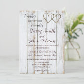 White Rustic Wedding Invitation Kaart (Staand voorkant)