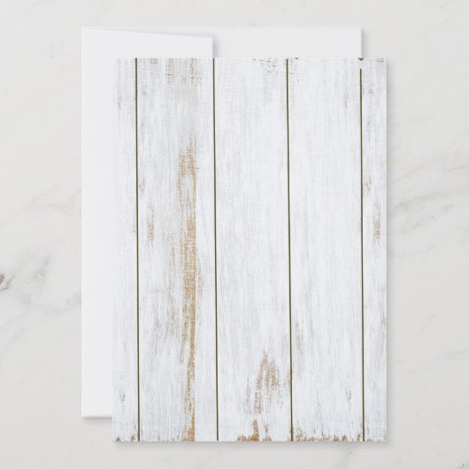 White Rustic Wedding Invitation Kaart (Achterkant)