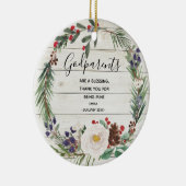 White Rustic Winter Flowers Godouders Christmas Keramisch Ornament (Rechts)