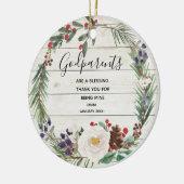 White Rustic Winter Flowers Godouders Christmas Keramisch Ornament (Links)