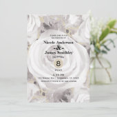 White Rustic Winter Rozen Kraft Wedding Kaart (Staand voorkant)
