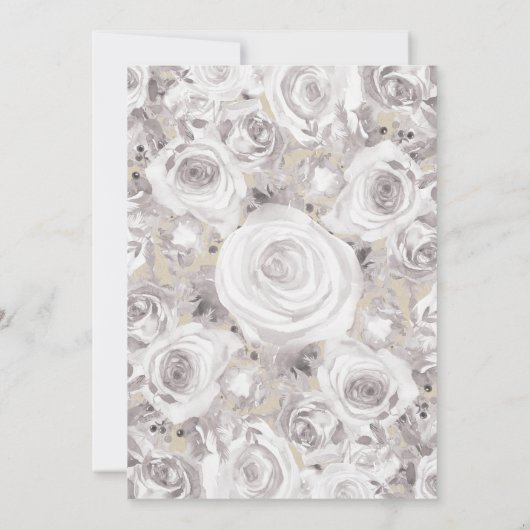 White Rustic Winter Rozen Kraft Wedding Kaart (Achterkant)
