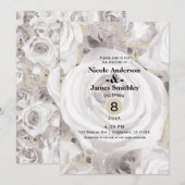 White Rustic Winter Rozen Kraft Wedding Kaart (Voorkant / Achterkant)