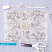 White Rustic Winter Rozen Monogram Letter Initiaal Tissuepapier (Craft)