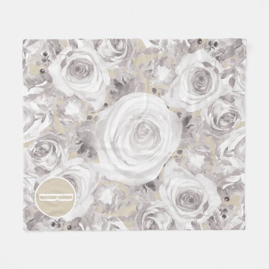 White Rustic Winter Rozen Shabby Chic Kraft Fleece Deken (Voorkant (Horizontaal))