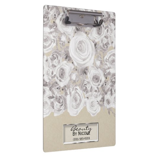 White Rustic Winter Rozen Shabby Chic Kraft Klembord (Rechts)