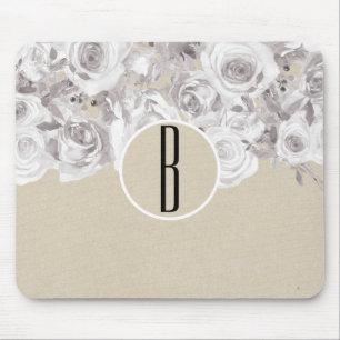 White Rustic Winter Rozen Shabby Chic Kraft Muismat