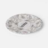 White Rustic Winter Rozen Wedding Elegant Papieren Bordje (Gekanteld)