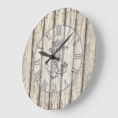 White Rustited Wood Floral Nautical Anchor Grote Klok (Hoek)