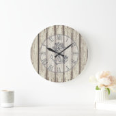 White Rustited Wood Floral Nautical Anchor Grote Klok (Huis)