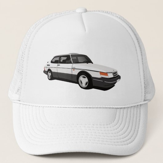 White Saab 900 Turbo Coupé Trucker Pet (Voorkant)