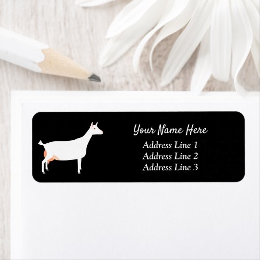 White Saanen Dairy Goat Return Label (Insitu)