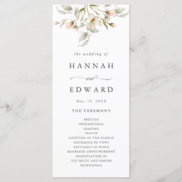 White Sage Blush Elegant Floral Wedding Ceremony Programmakaart