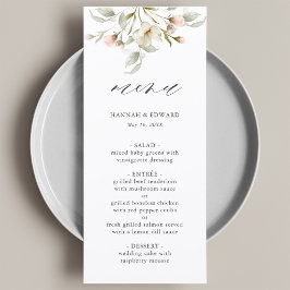 White Sage Blush Elegant Floral Wedding Menu